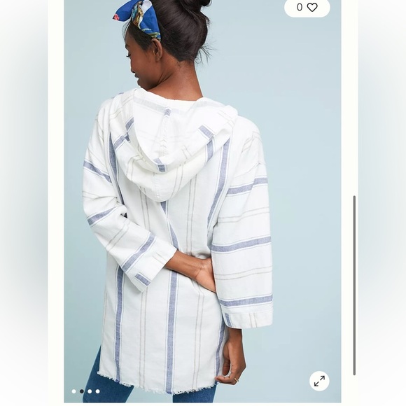 Citizens of Humanity Striped Hoodie Linen Cotton Blend Size S - Picture 2 of 9